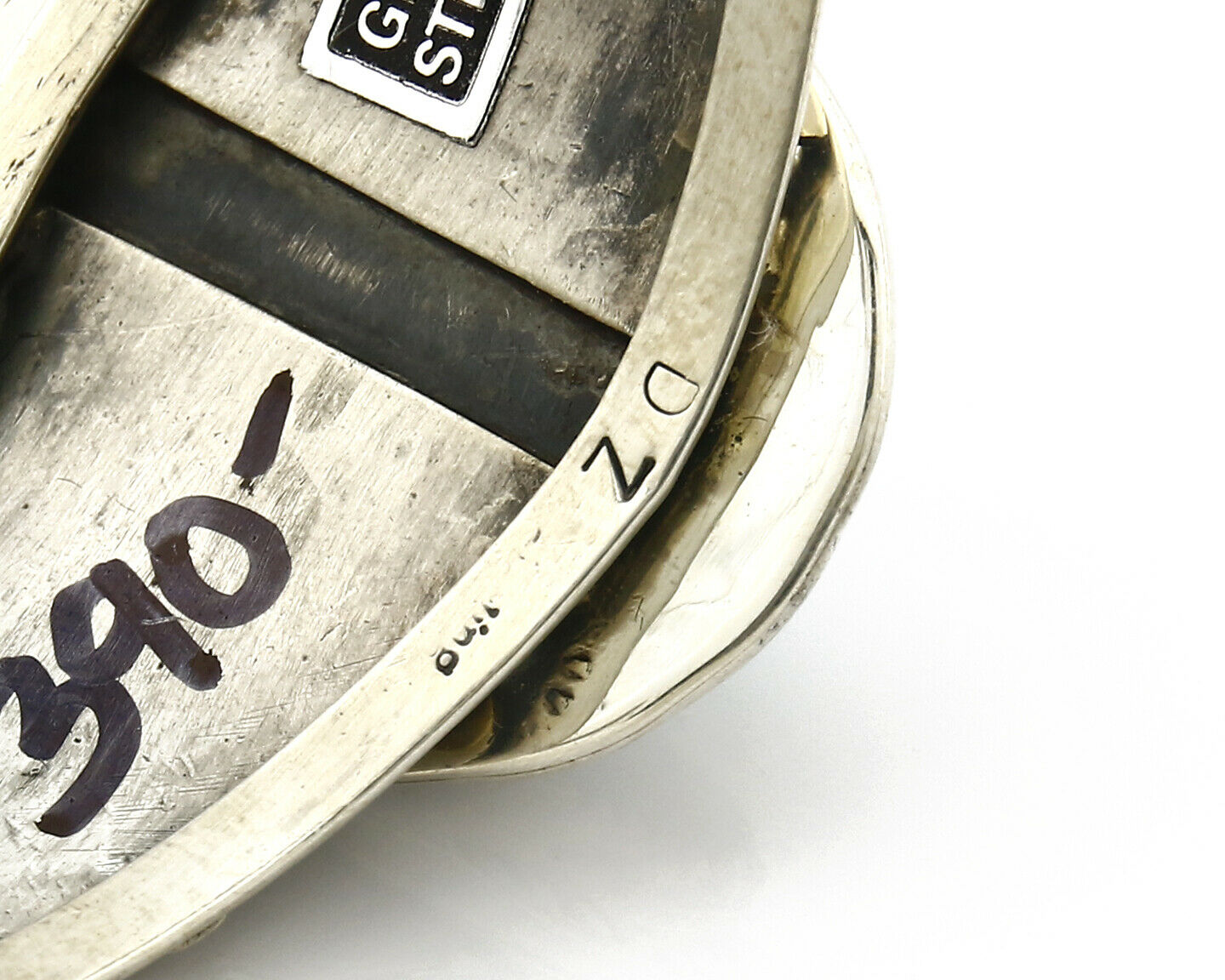 Navajo Bracelet .925 Silver Handmade Overlay Pattern Cuff Signed C.80's