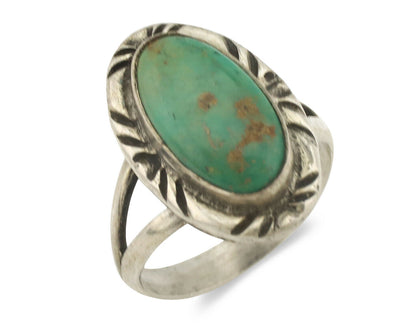 Navajo Ring .925 Silver Natural Mined Turquoise Native Artist Signed C.80's