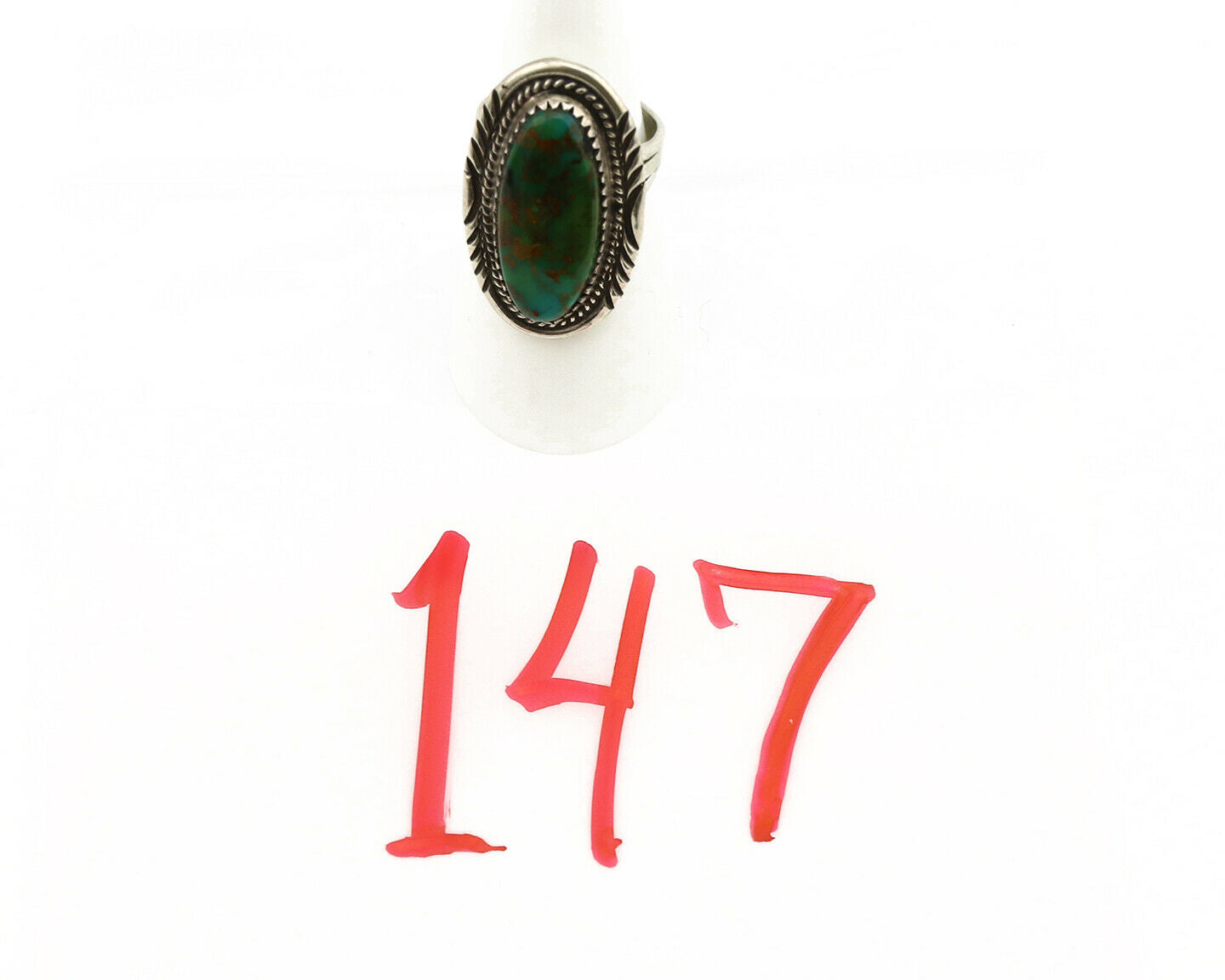 Navajo Ring .925 Silver Nevada Turquoise Artist Signed M Begay C.1980's