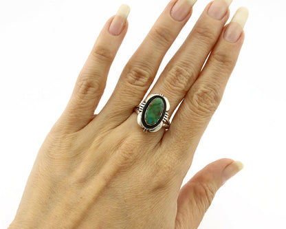 Navajo Ring .925 Silver Kingman Turquoise Handmade Native American Artist C.80's