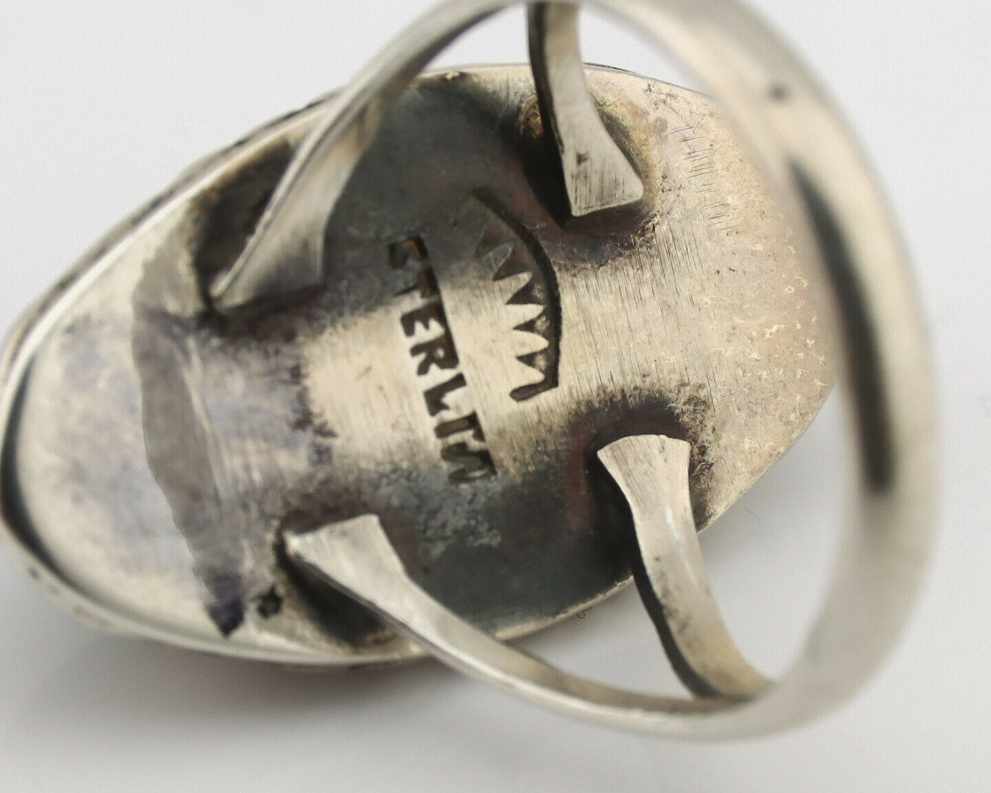 Navajo Ring .925 Silver Natural Mined Turquoise Native Artist Signed C.80's