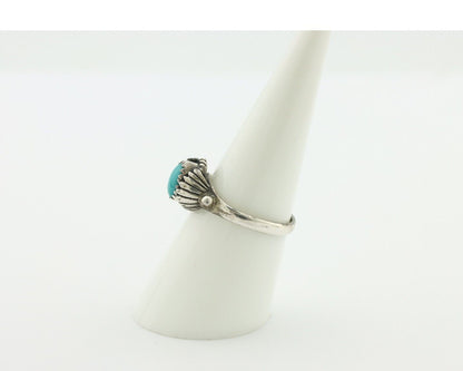 Navajo Handmade Ring .925 Silver Blue Gem Turquoise Native Artist C.80's