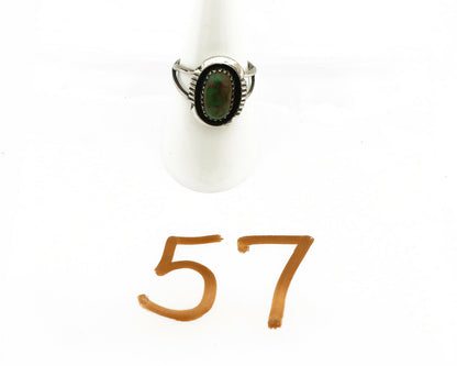 Navajo Ring .925 Silver Green Turquoise Native American Artist C.1980's