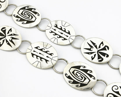 Hopi Concho Belt .925 SOLID Sterling Silver Signed Casey Cuch Overlay C.80's