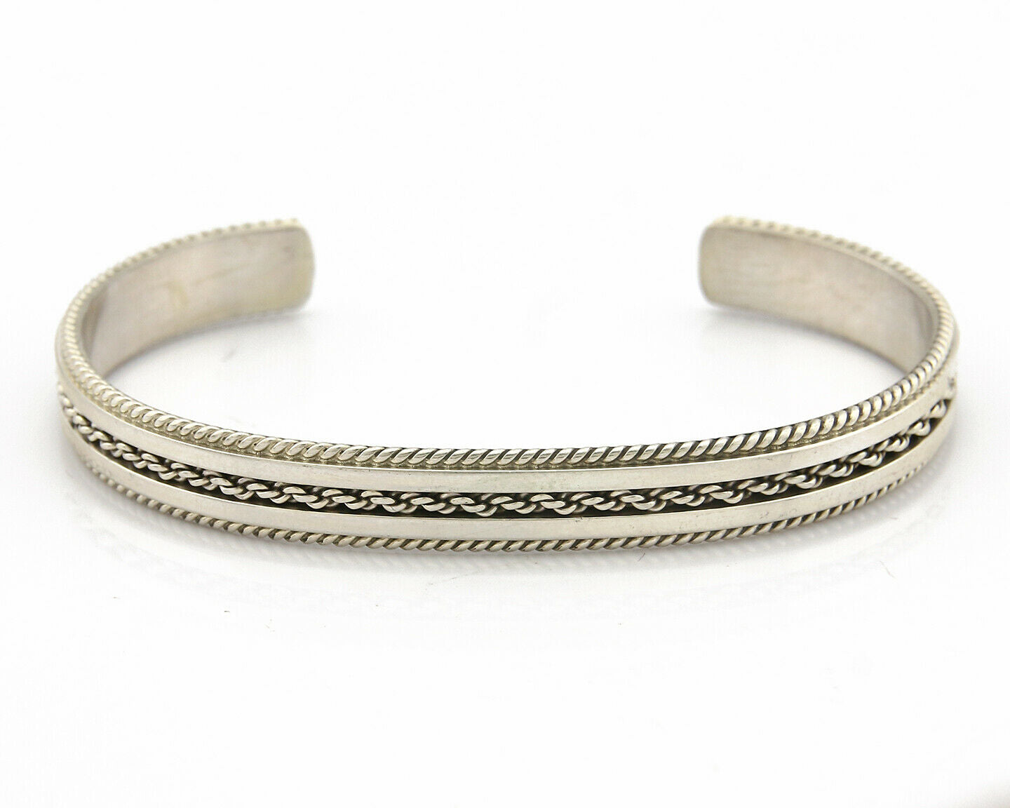 Navajo Bracelet .925 Silver Handmade Cuff Artist Signed TAHE C.80's