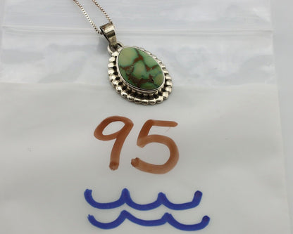 Navajo Necklace 925 Silver Damele Turquoise Native American Artist Signed C.80's
