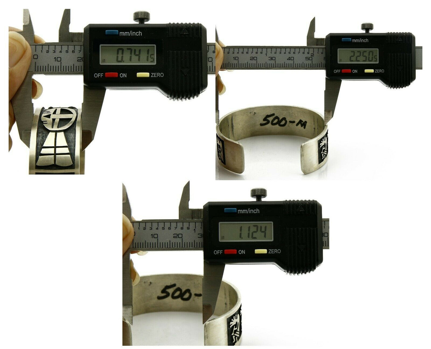 Hopi Bracelet .925 Silver Handmade Kokopelli Corn Sun Overlay Cuff