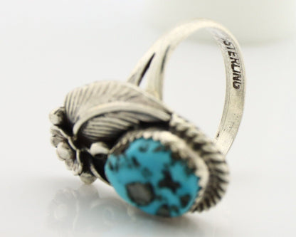 Navajo Ring 925 Silver Natural Blue Turquoise Native American Artist C.80's