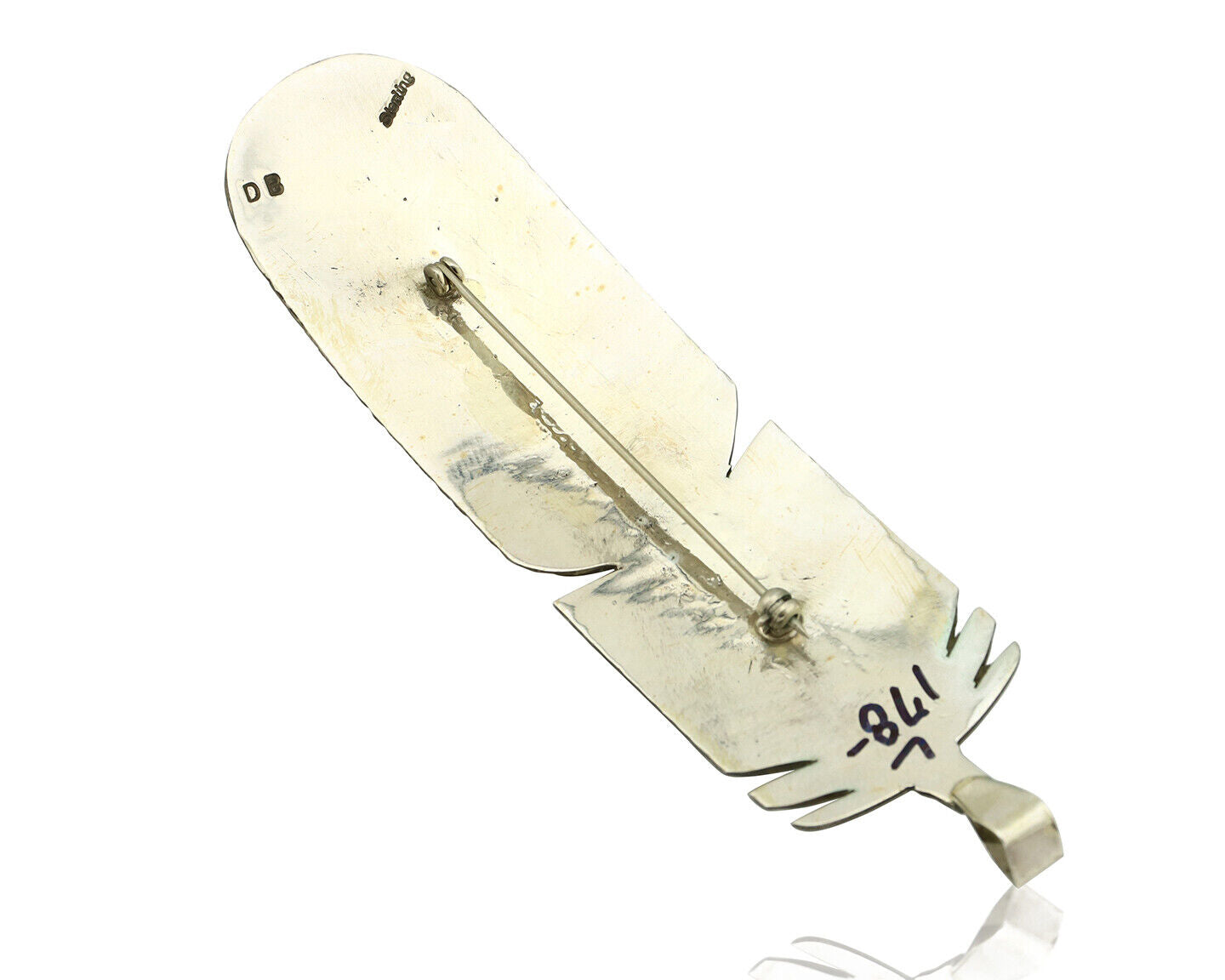 Navajo Hair Clip Barrette 925 Silver Hand Stamped Native Artist Signed BD C.80's