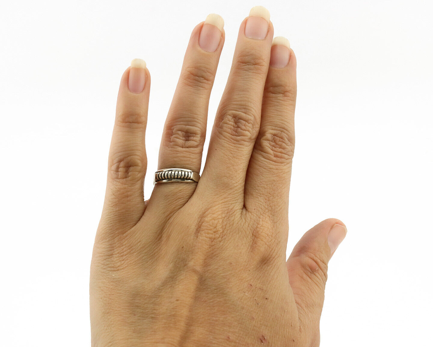 Navajo Ring .925 Silver Size 5.25 Handmade Native American Artist C.1980s