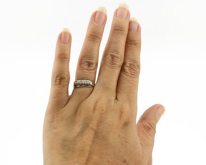 Navajo Ring .925 Silver Size 5.25 Handmade Native American Artist C.1980s