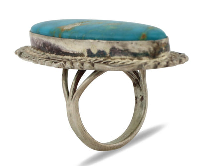 Navajo Ring 925 Silver Spiderweb Blue Turquoise Artist Signed Billy Eagle C.80s