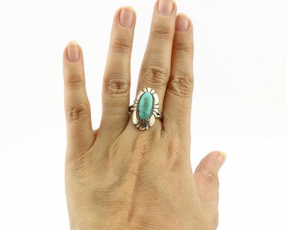 Navajo Ring .925 Silver Arizona Turquoise Signed M Montoya C.80's