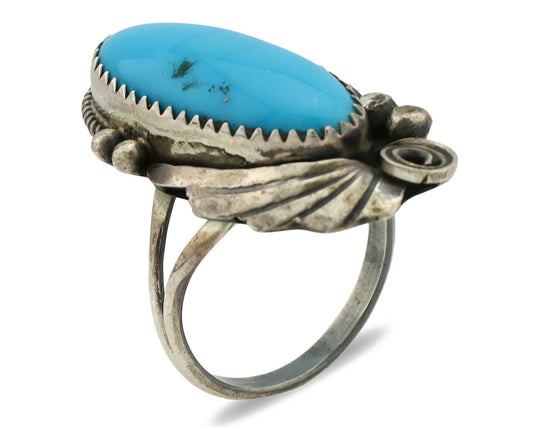 Navajo Ring .925 Silver Green Southwest Turquoise Native Artist C.80's