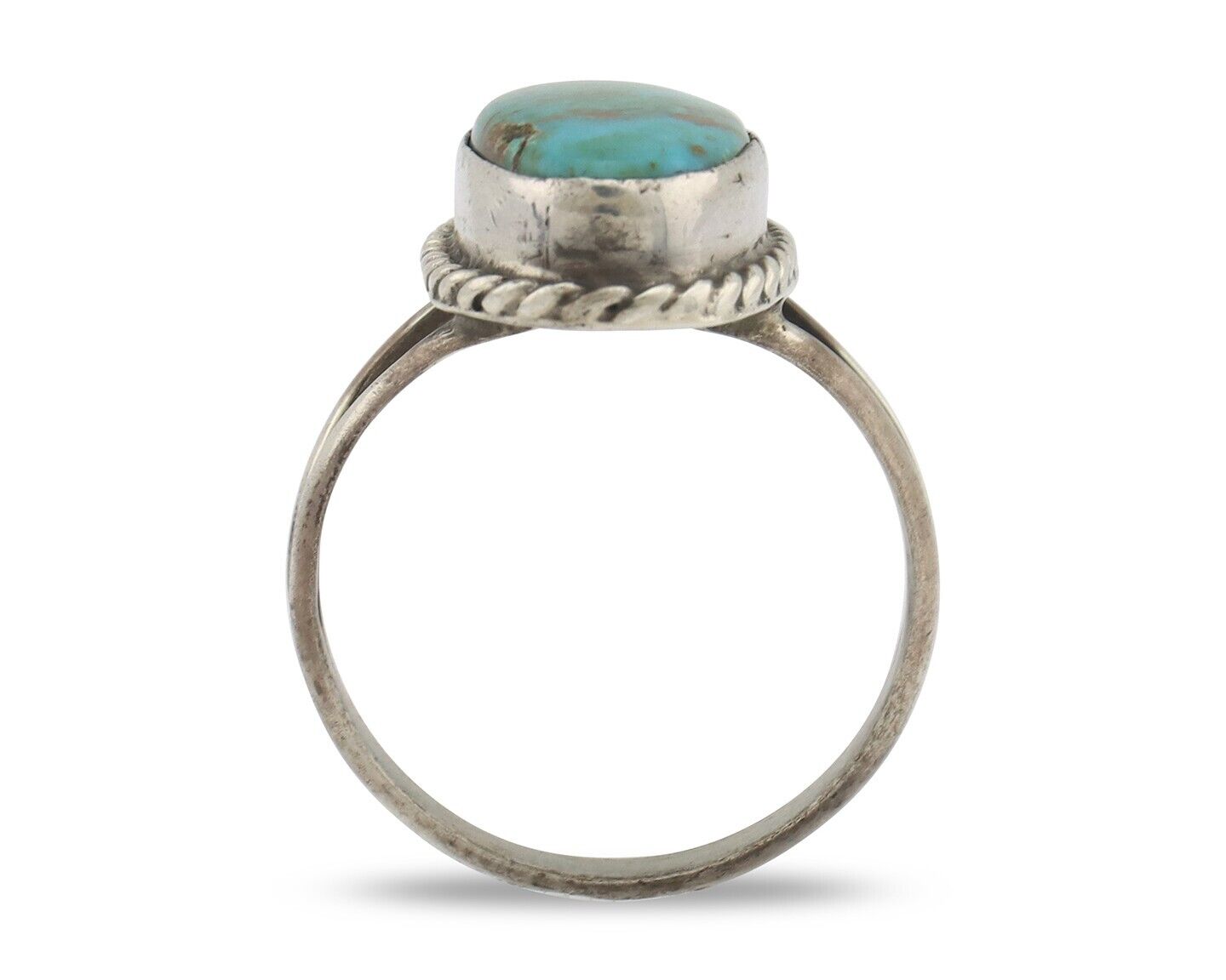 Navajo Handmade Ring 925 Silver Kingman Turquoise Native Artist C.80's