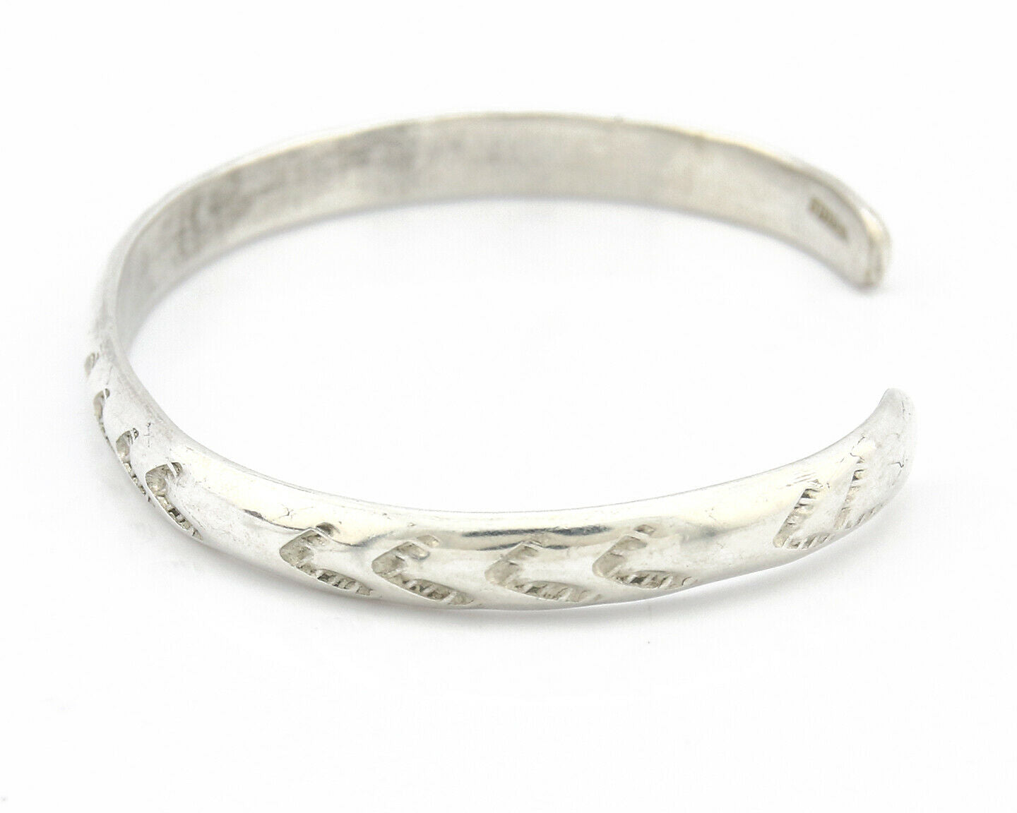 Navajo Bracelet .925 Silver Hand Stamped Arrow Head Artist Montoya C.80's