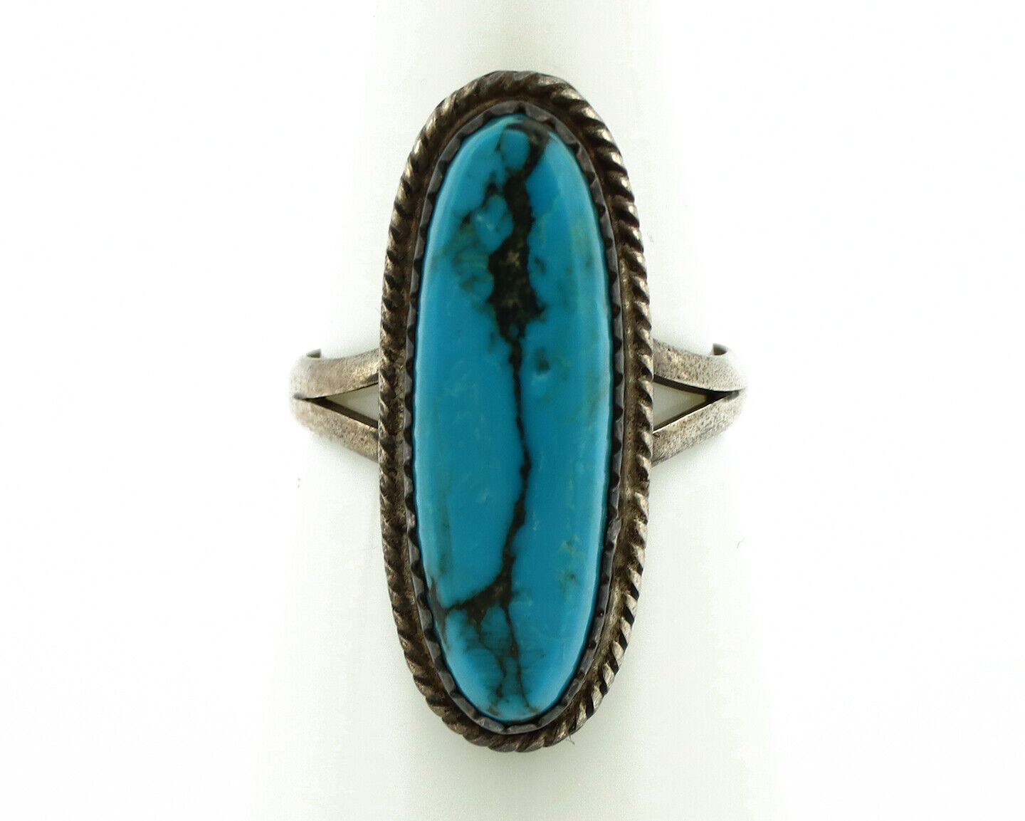 Navajo Ring .925 Silver Morenci Turquoise Native American Artist C.80's
