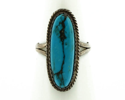 Navajo Ring .925 Silver Morenci Turquoise Native American Artist C.80's