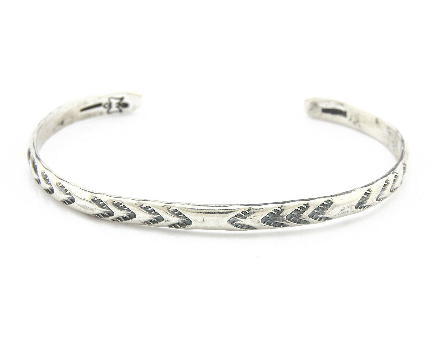 Navajo Bracelet .925 Silver Hand Stamped Arrow Head Artist I Montoya C.80's