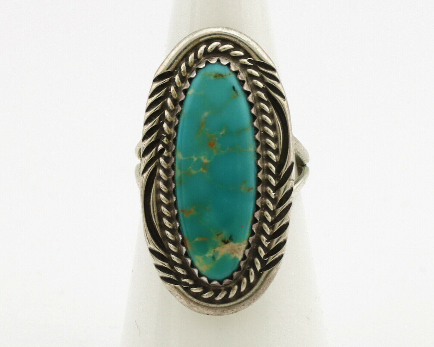 Navajo Ring .925 Silver Nevada Turquoise Native American Artist C.1980's