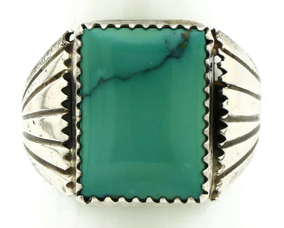 Navajo Ring .925 Silver Green Turquoise Native American Artist C.80's
