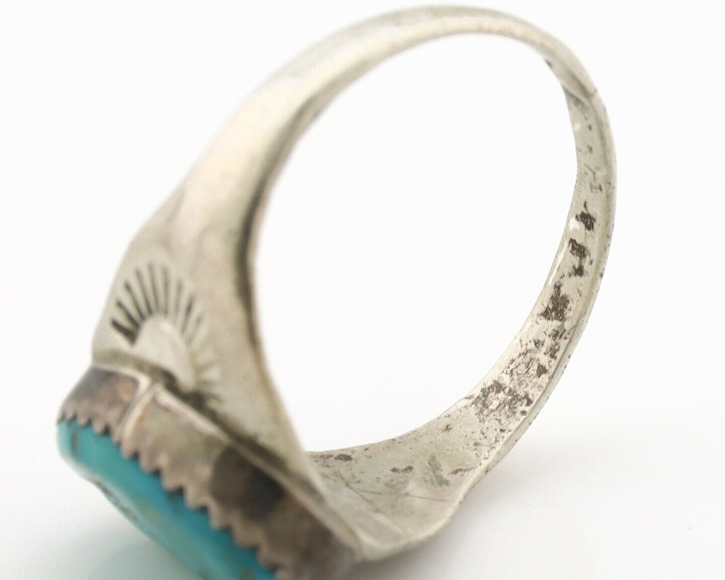 Zuni Ring .925 Silver Natural Blue Turquoise Native American Artist C.1980's