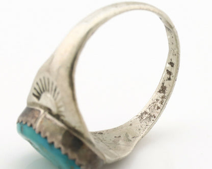 Zuni Ring .925 Silver Natural Blue Turquoise Native American Artist C.1980's