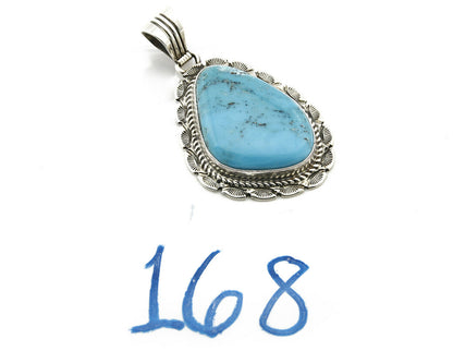 Navajo Pendant .925 Silver Turquoise Signed Artist LT Begay C.80's