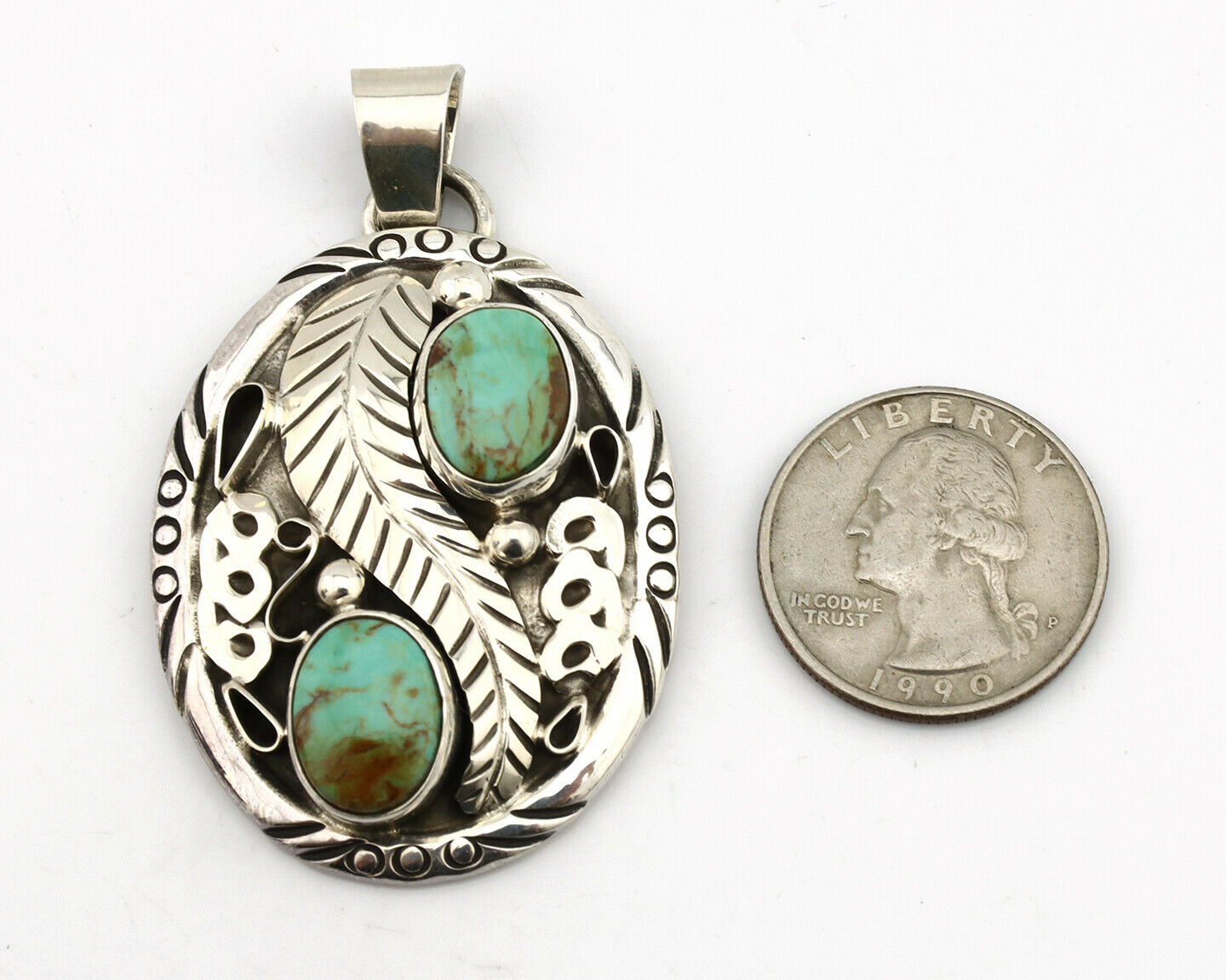 Navajo Necklace .925 Silver Kingman Turquoise Native American C.80's