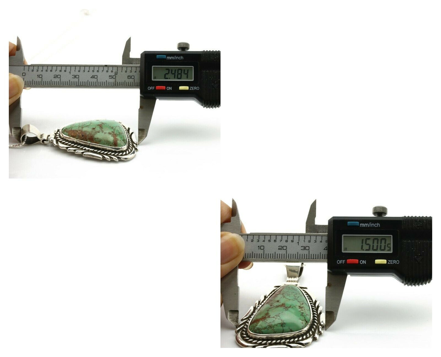 Navajo Kingman Turquoise Pendant .925 Silver Artist Signed Sunrise C.80's