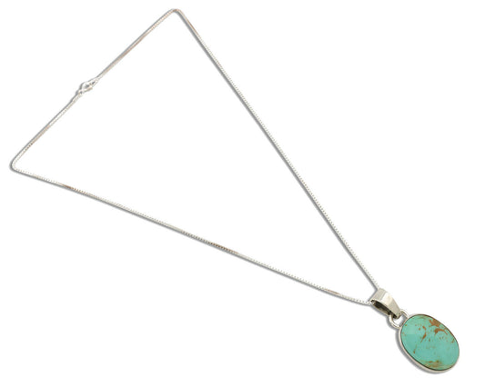 Navajo Necklace .925 Silver Kingman Turquoise Signed Gecko C.80's