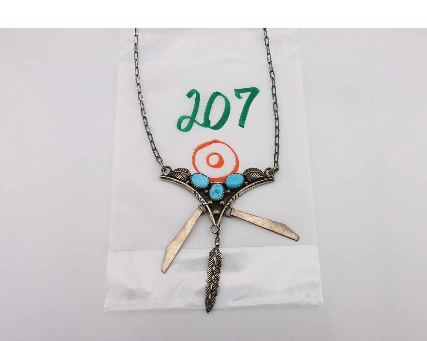 Navajo Necklace 925 Silver Sleeping Beauty Turquoise Native American C.80's