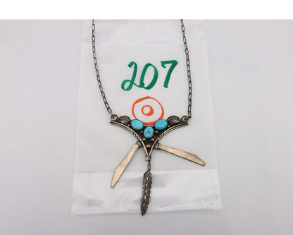Navajo Necklace 925 Silver Sleeping Beauty Turquoise Native American C.80's