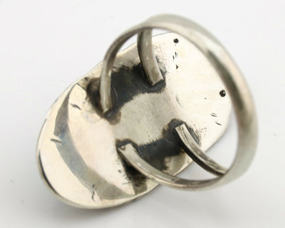 Navajo Ring .925 Silver Nevada Turquoise Native American Artist C.1980's