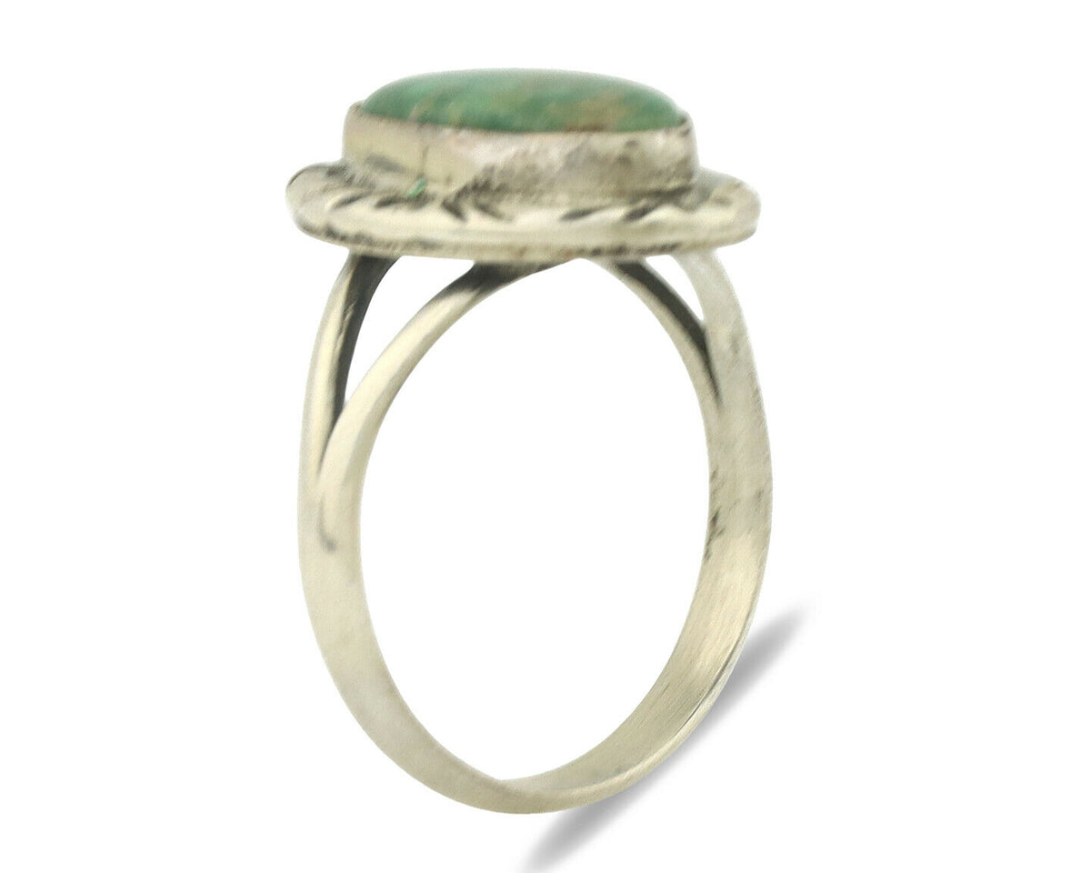 Navajo Ring .925 Silver Natural Turquoise Artist Signed Native American C.80's