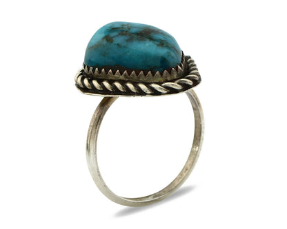 Navajo Ring .925 Silver Blue Turquoise Handmade Native American Artist C80s