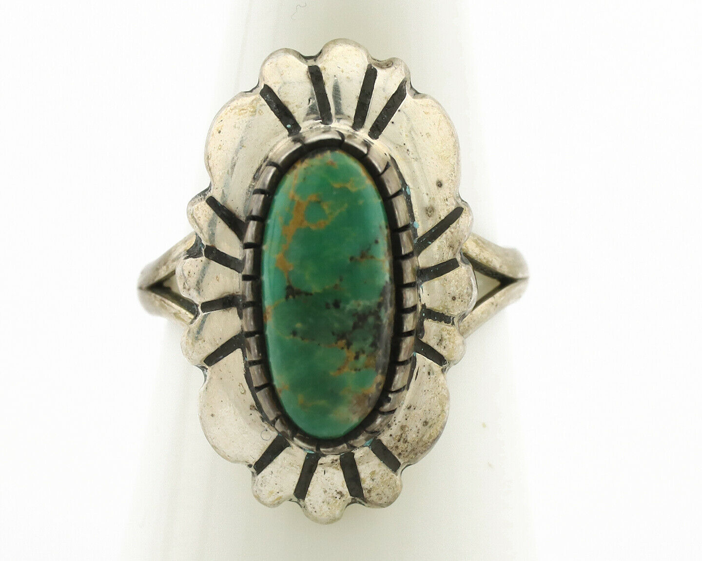 Navajo Ring .925 Silver Natural Mined Turquoise Artist Signed M Montoya C.80's
