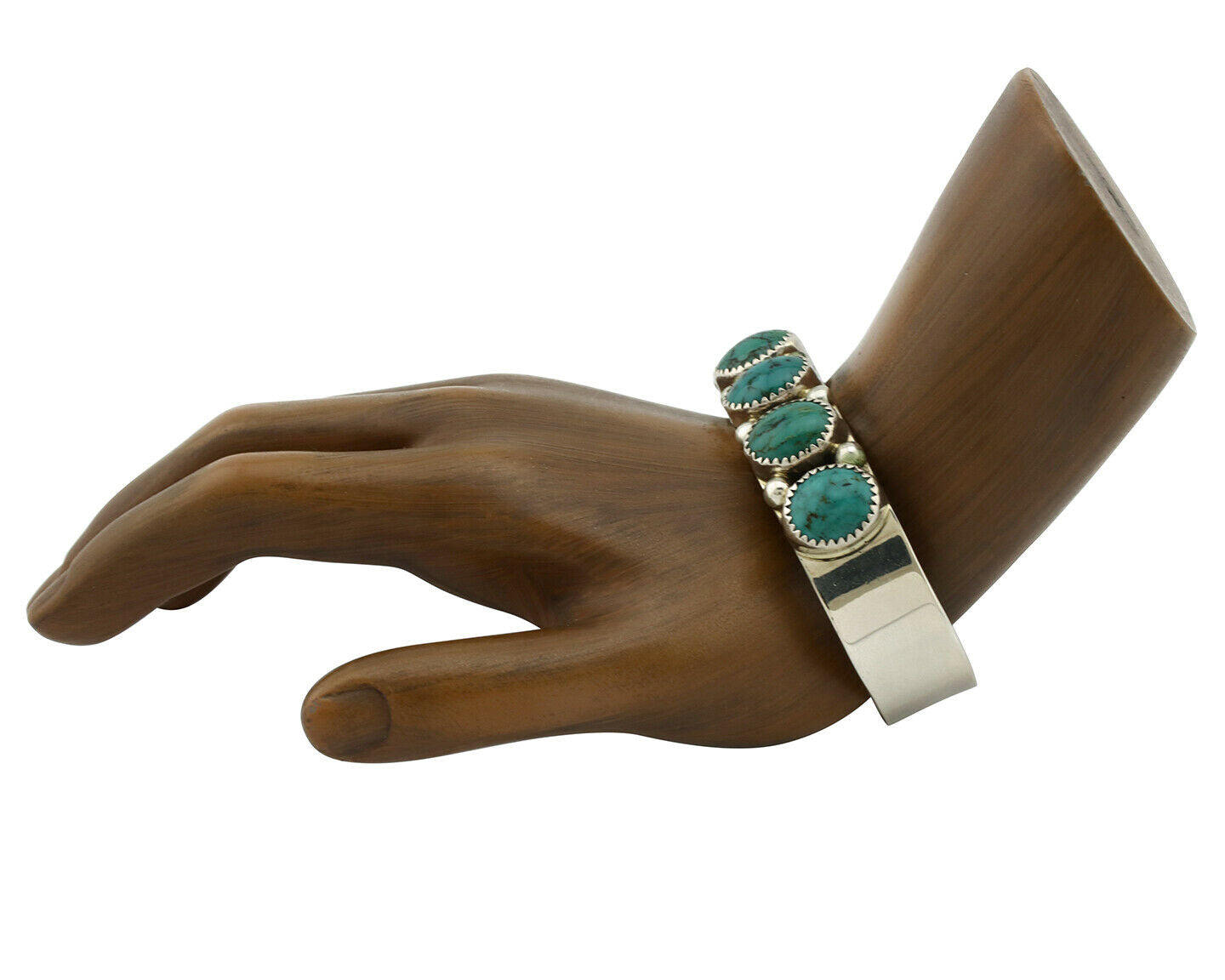 Navajo Bracelet .925 Silver Gem Grade Blue Green Turquoise C Jones Artist C.80's