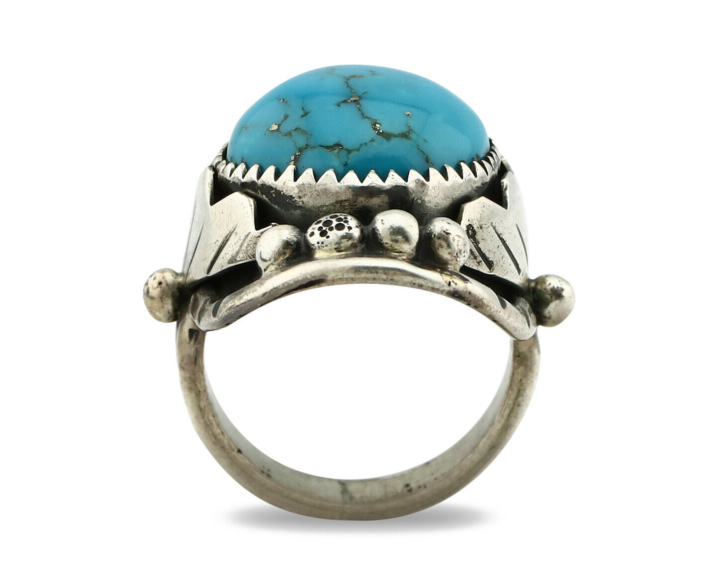 Navajo Ring .925 Silver Blue Southwest Turquoise Native American Artist C.80's