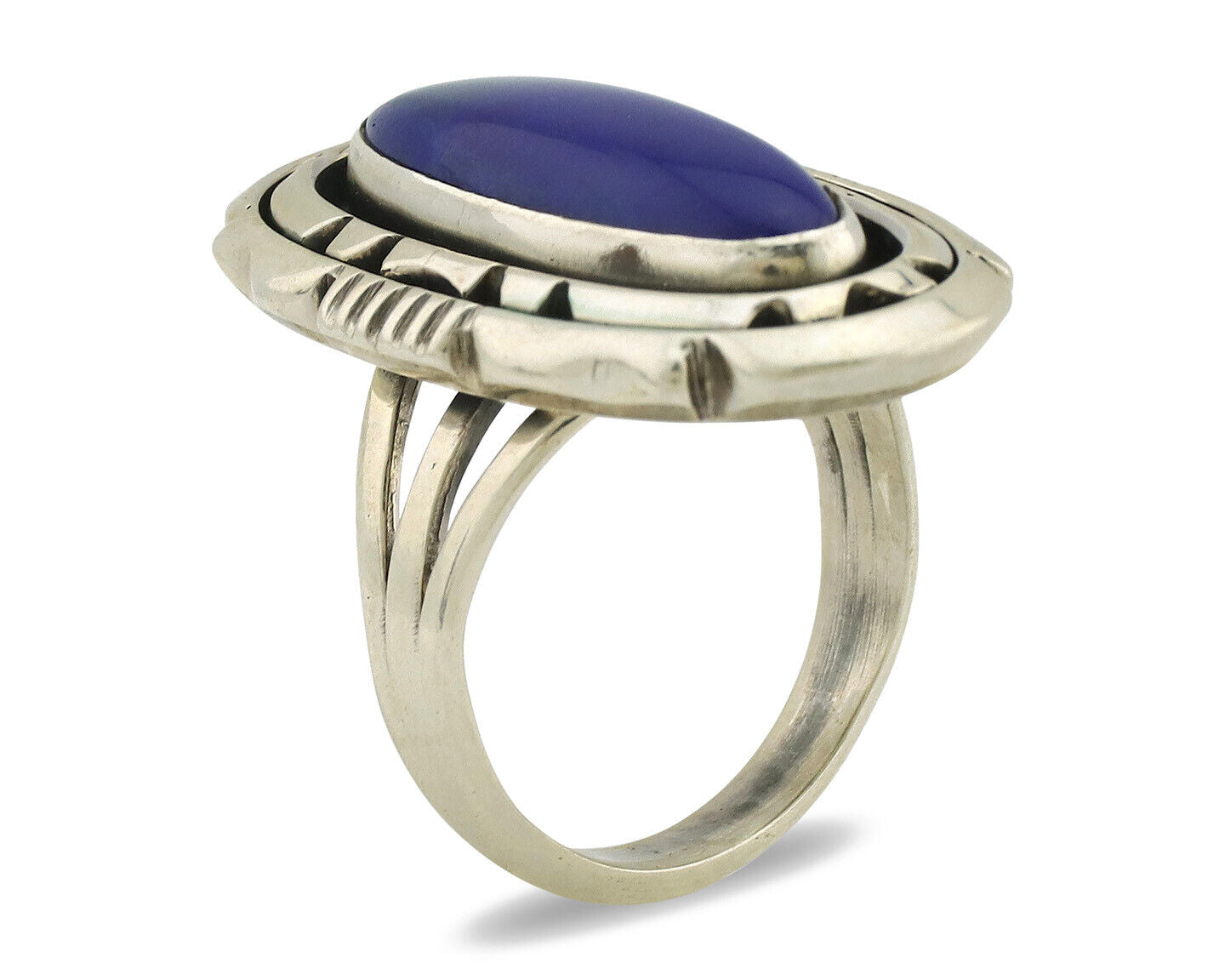 Navajo Ring 925 Silver Natural Lapis Lazuli Artist Signed William Denetdale C80s