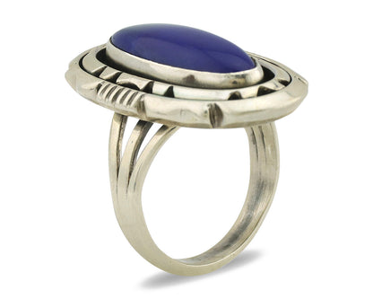 Navajo Ring 925 Silver Natural Lapis Lazuli Artist Signed William Denetdale C80s