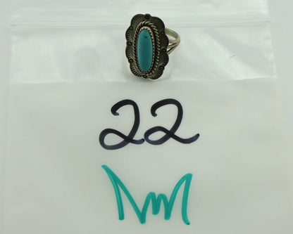 Navajo Ring 925 Silver Turquoise Native American Artist C.80's