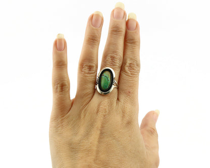 Navajo Ring .925 Silver Kingman Turquoise Native Artist C.1980's