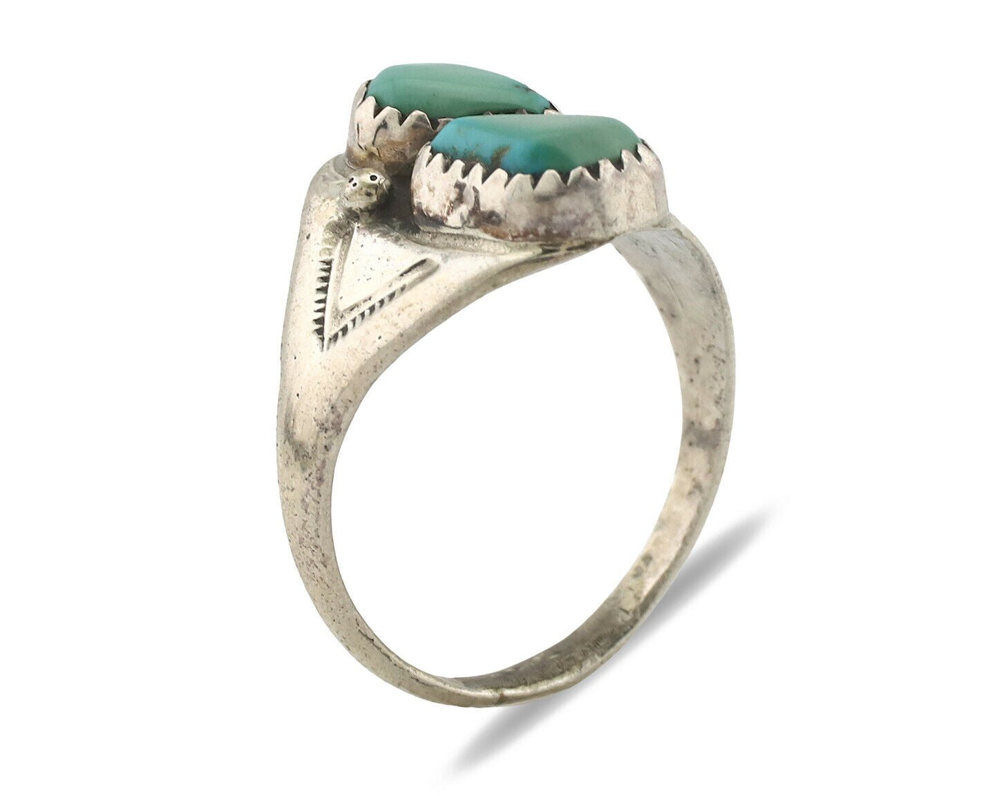 Zuni Ring .925 Silver Natural Blue Turquoise Native American Artist C.1980's