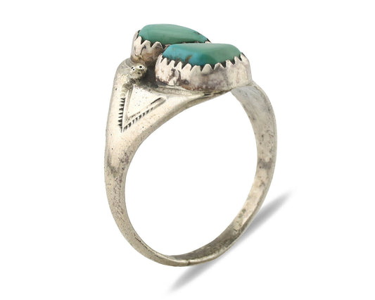 Zuni Ring .925 Silver Natural Blue Turquoise Native American Artist C.1980's