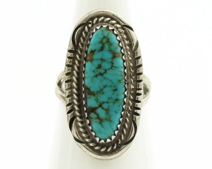 Navajo Ring .925 Silver Spiderweb Turquoise Native American Artist C.1980's