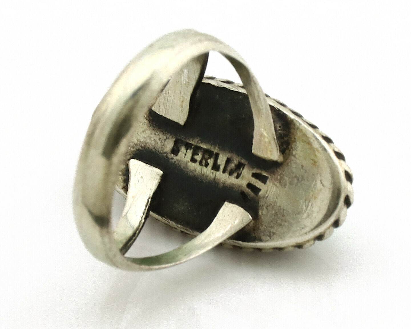 Navajo Ring .925 Silver Royston Turquoise Native American Artist C.1980's