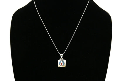 Women's Zuni Necklace .925 Silver Inlaid Gemstones Signed Cathy A.B.