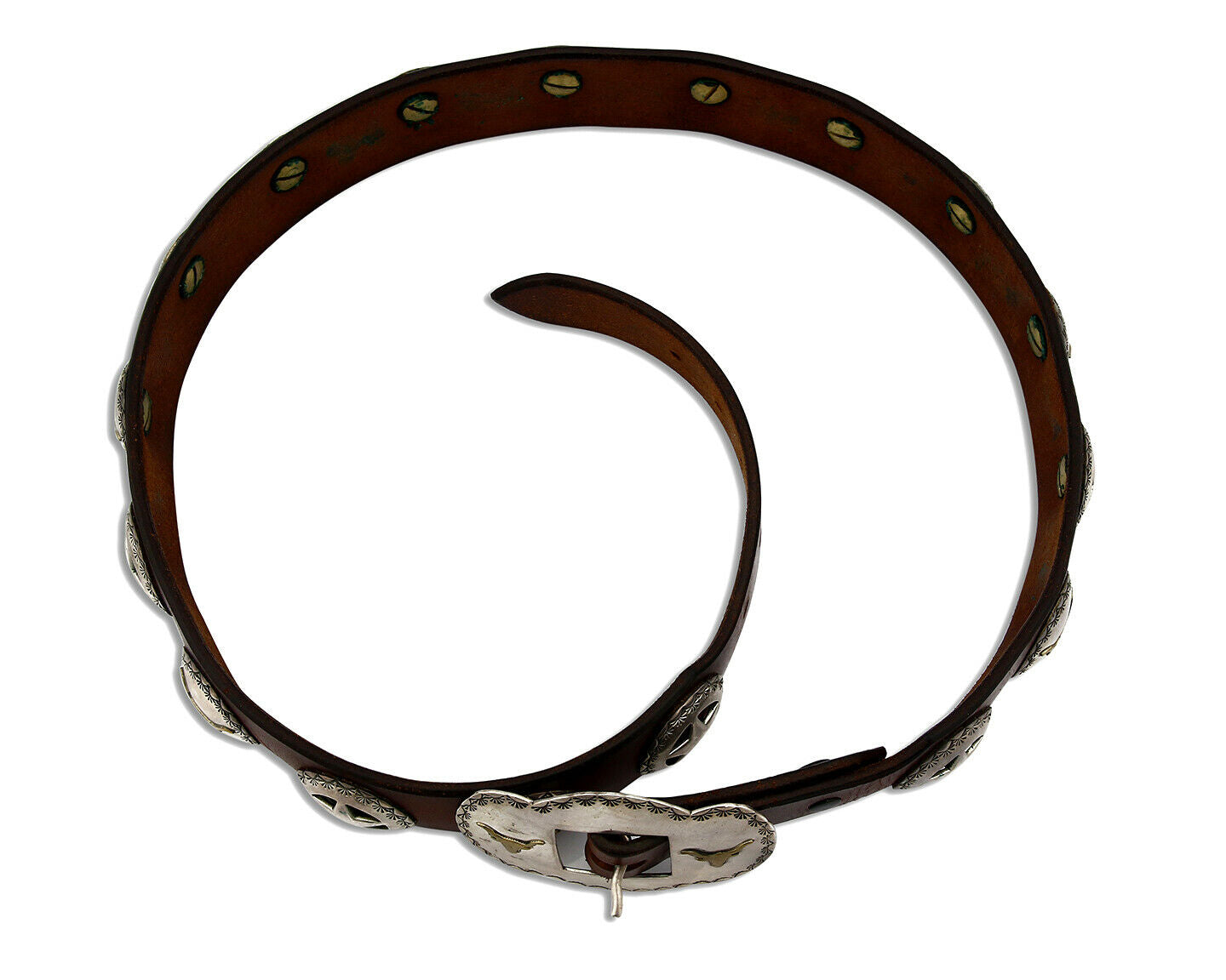 Navajo Concho Belt .925 Silver Signed Sacajawea C.80's