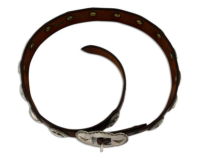 Navajo Concho Belt .925 Silver Signed Sacajawea C.80's